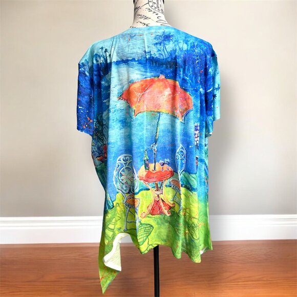 Leoma Lovegrove Womens XXL Blue Wearable Art Tunic Top Oversized Vacation Resort - Picture 3 of 7